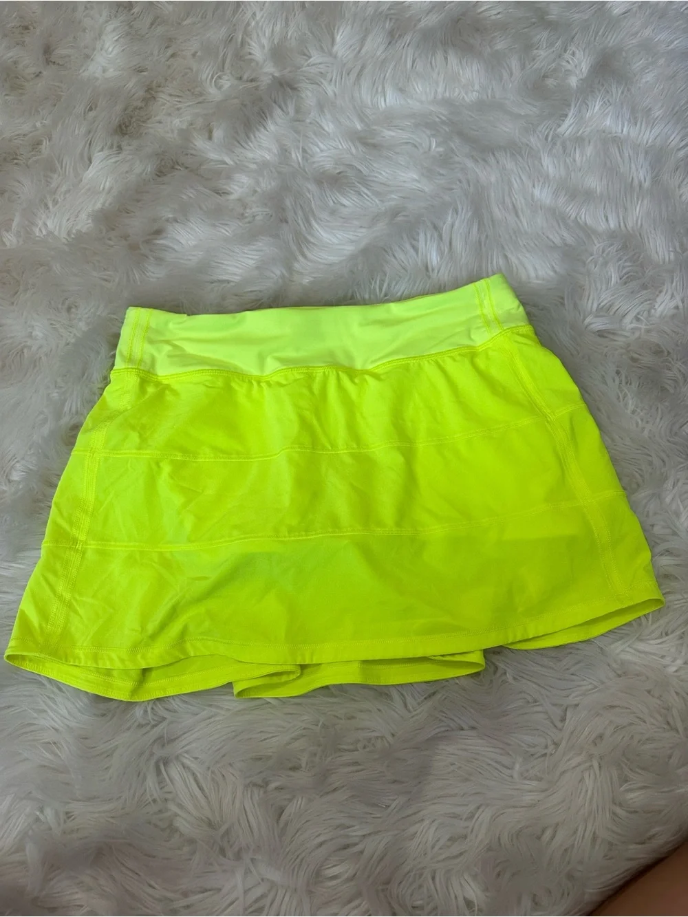 lululemon athletica Neon Yellow court rival Skirt with built in shorts